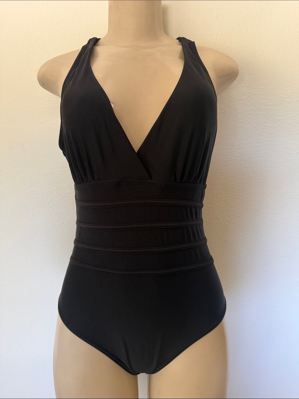 Catherine Malandrino Black One-Piece Swimsuit S strapped cris cross back - Picture 2 of 6